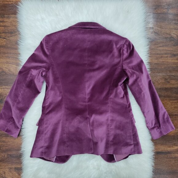 Talbots Purple Velvet Office Workwear Preppy Blazer Jacket Women's Size 2 - Picture 3 of 16